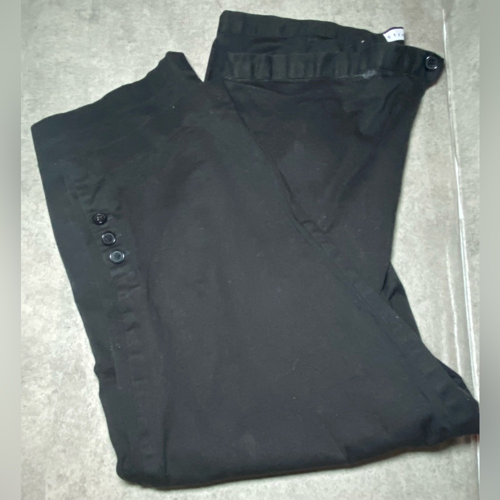 Carolina Blues Women's Cotton‎ Chino Capri Pants Black Straight Leg Mid-Rise 18
